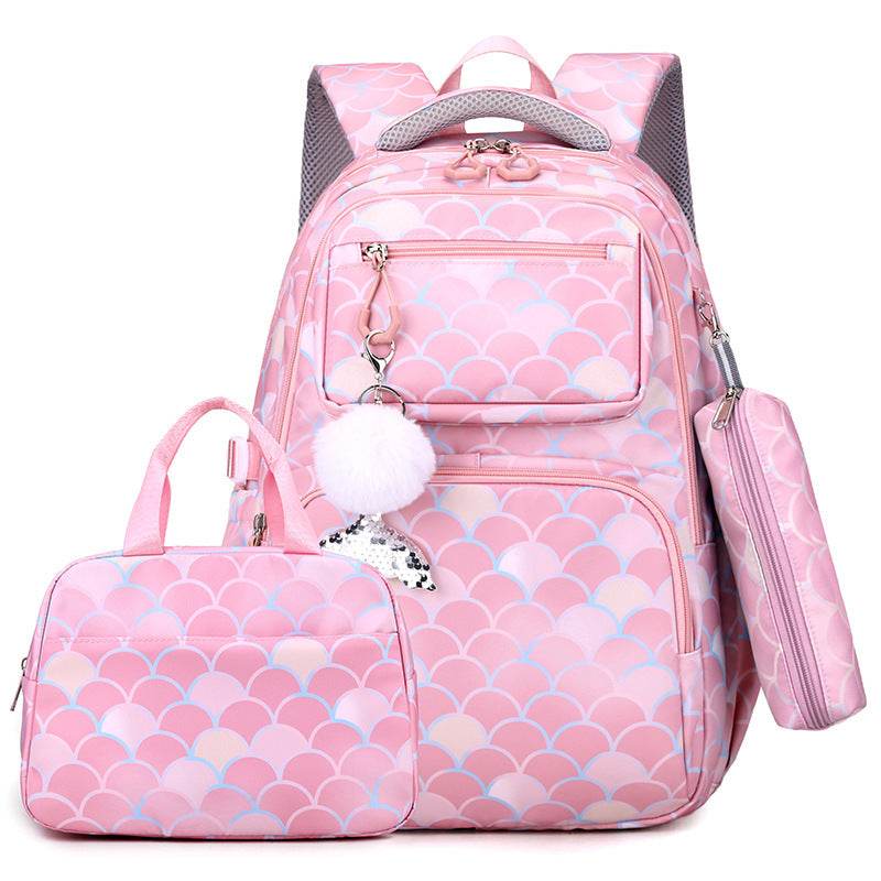 3 in 1 set Primary School Girls Backpack Lunch Bag and Pencil Pouch 