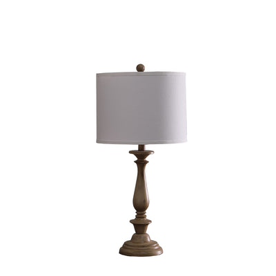 28" Rustic Taupe Cream Candlestick Table Lamp With White Shade 