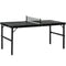 Soozier Mid-size Folding Table Tennis Table with Aluminium Frame, Portable Outdoor Ping Pong Table with Net, Black