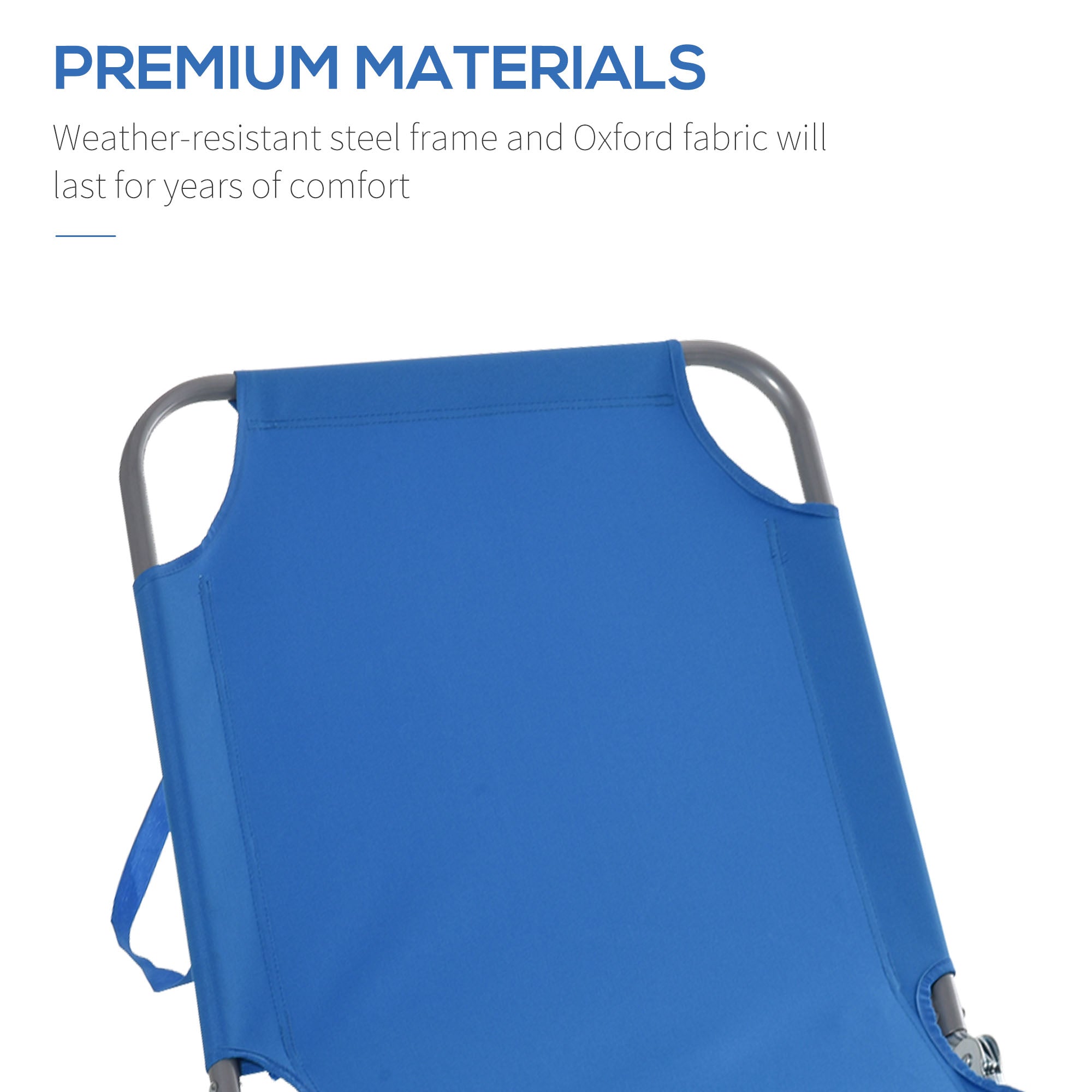 Outsunny Portable Folding Beach Lounger Reclining Outdoor Chair Patio Sun Lounge Bed Camping Cot Blue Durable 