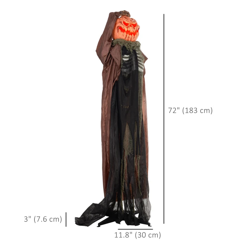 HOMCOM 6.4' Life-Size Winged Grim Reaper – Animated Halloween Decoration, Light-Up Eyes 