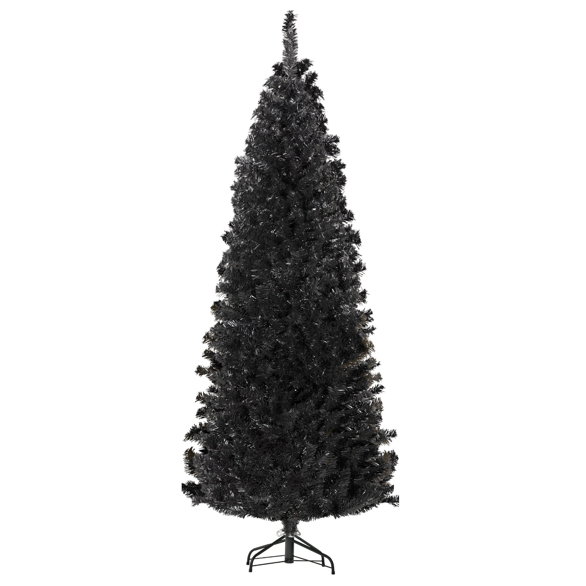 HOMCOM 6FT Pencil Christmas Tree, Artificial Christmas Tree with Automatic Open for Home Party, Black 