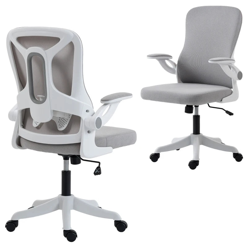 Ergonomic Office Chair, Swivel Desk Chair with Lumbar Support and Adjustable Height, Flip-up Armrests, Wheels, Black