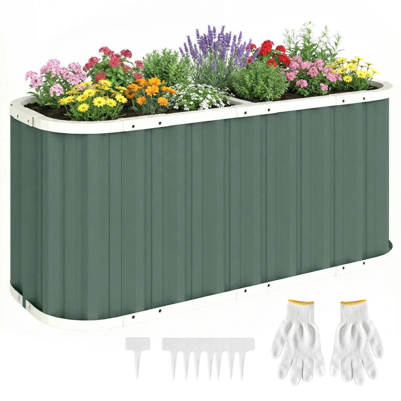 Galvanized Raised Garden Bed, Deep Rot Planter Box, Outdoor Garden Bed with Plant Labels, 5' x 2' x 2', Light Green