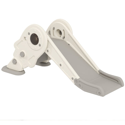 Qaba 3 in 1 Toddler Slide, Foldable Kids Slide with Basketball Hoop, Climber, Anti-Slide Step for Ages 2-5, Cream White 