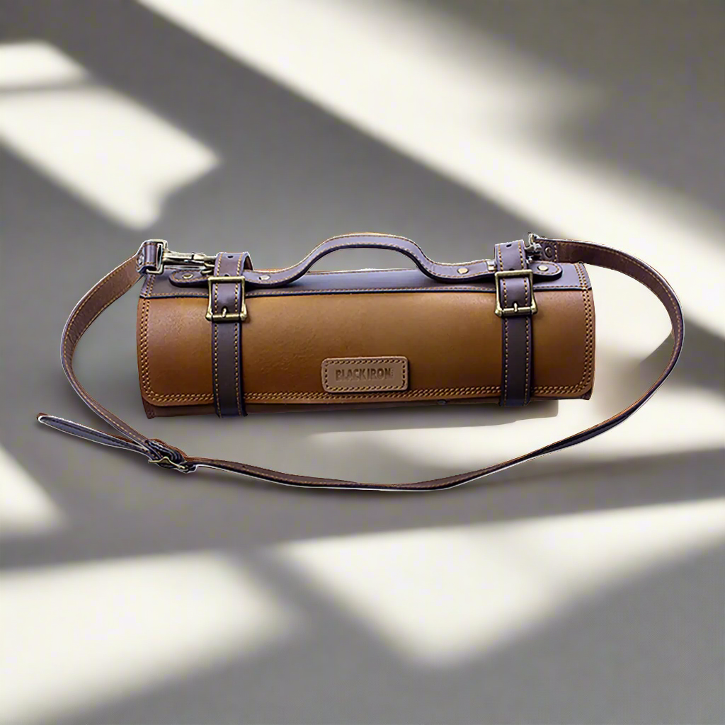 Ginza Steel Vagabond Knife Roll – Full Grain Leather Chef’s Bag 
