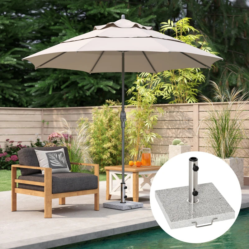 55 lbs Marble Square Umbrella Stand 16.5" Market Heavy Holder Base w/ Wheels, Grey