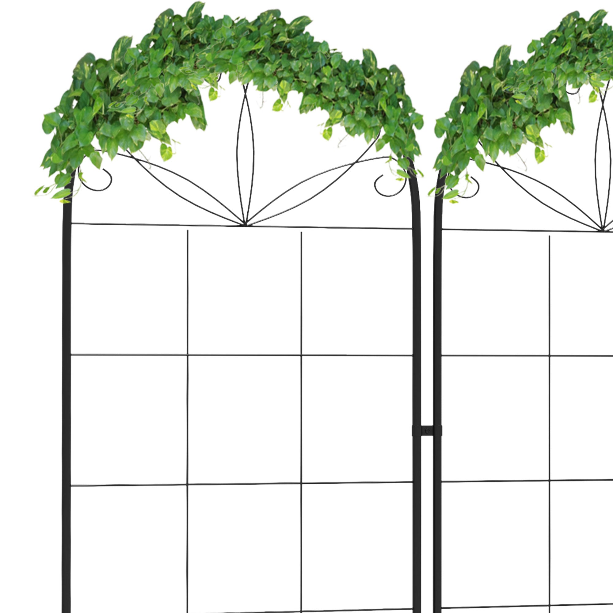 Outsunny 2 Pcs Garden Trellis for Climbing Plants, Outdoor Metal Trellis Plant Support Trellises for Patio, Lawn, Backyard 