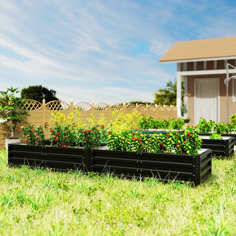 Steel Raised Garden Bed, Set of 5 Large Box Planters for Outdoor Plants Vegetables Flowers Herbs, 8x8x1ft, Black