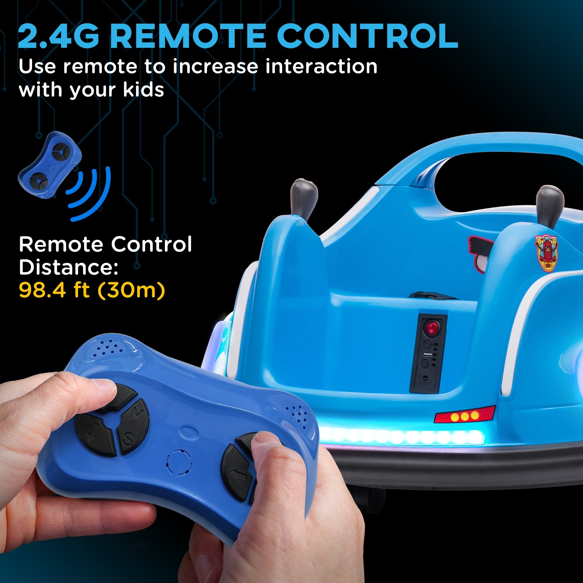 Qaba Angry Bird Licensed Electric Ride on Car, 12V Bumper Car for Kids w/ Dual Joysticks, 360 Degree Spin, Blue 