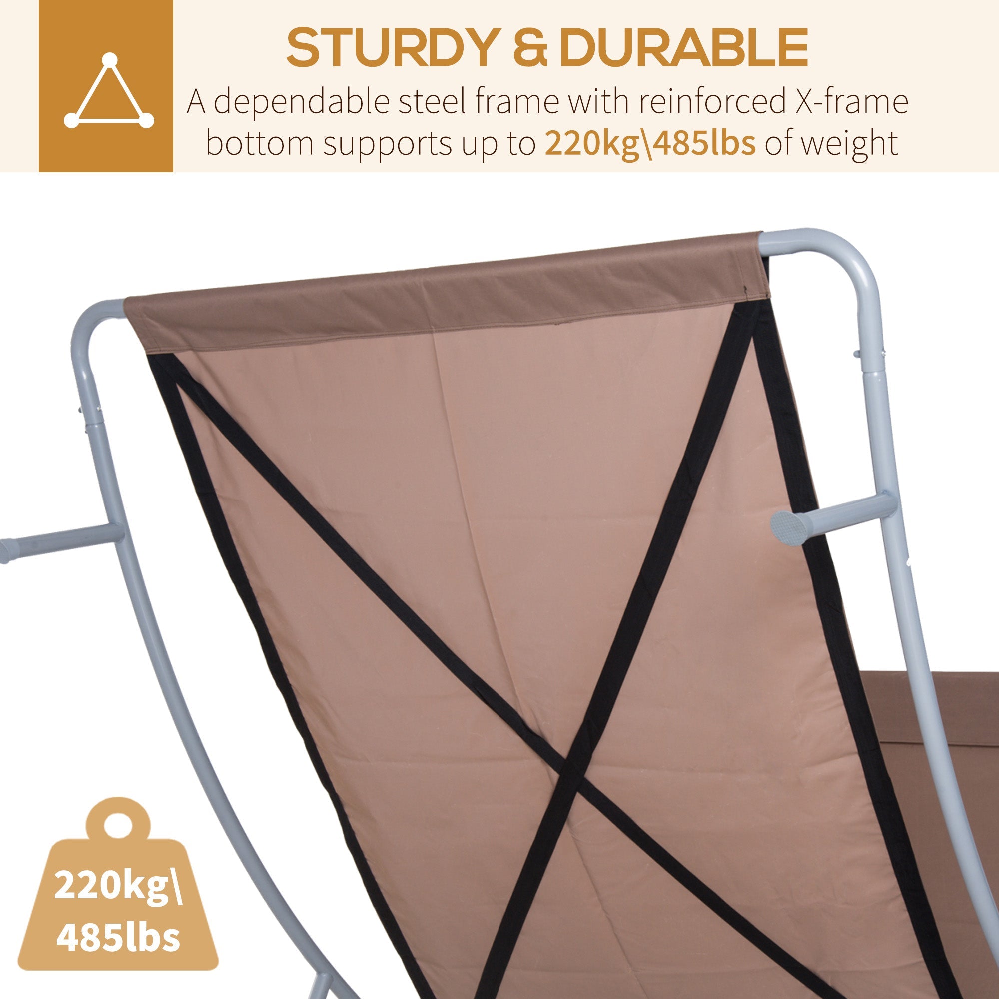 Outsunny 79" Spacious Double Sun Lounger Hammock Bed Outdoor with Pillow Canopy Grey 