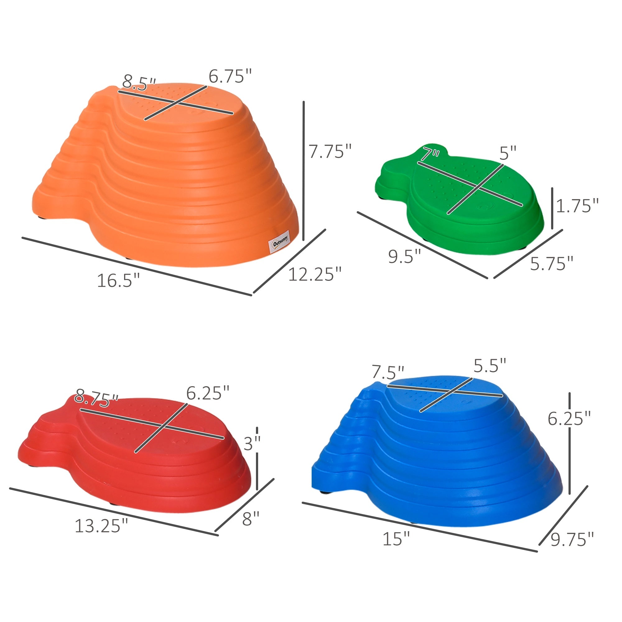 Outsunny 11pcs Kids Balance Stepping Stones, Fish Style - Non-slip, Stackable Obstacle Course for Toddler Balance 
