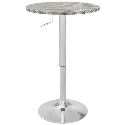 HOMCOM Adjustable Bar Table for 2, Round Pub Table with PE Rattan Top and Steel Base for Home Bar, Small Dining Room, Grey 