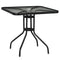 Outsunny Square Outdoor Dining Table - Tempered Glass Top with Umbrella Hole, Perfect for Garden & Balcony, Black