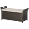 Outsunny 2-In-1 Outdoor PE Rattan Storage Bench, 27 Gallon Patio Wicker Furniture, Basket Box with Handles and Cushion Cream