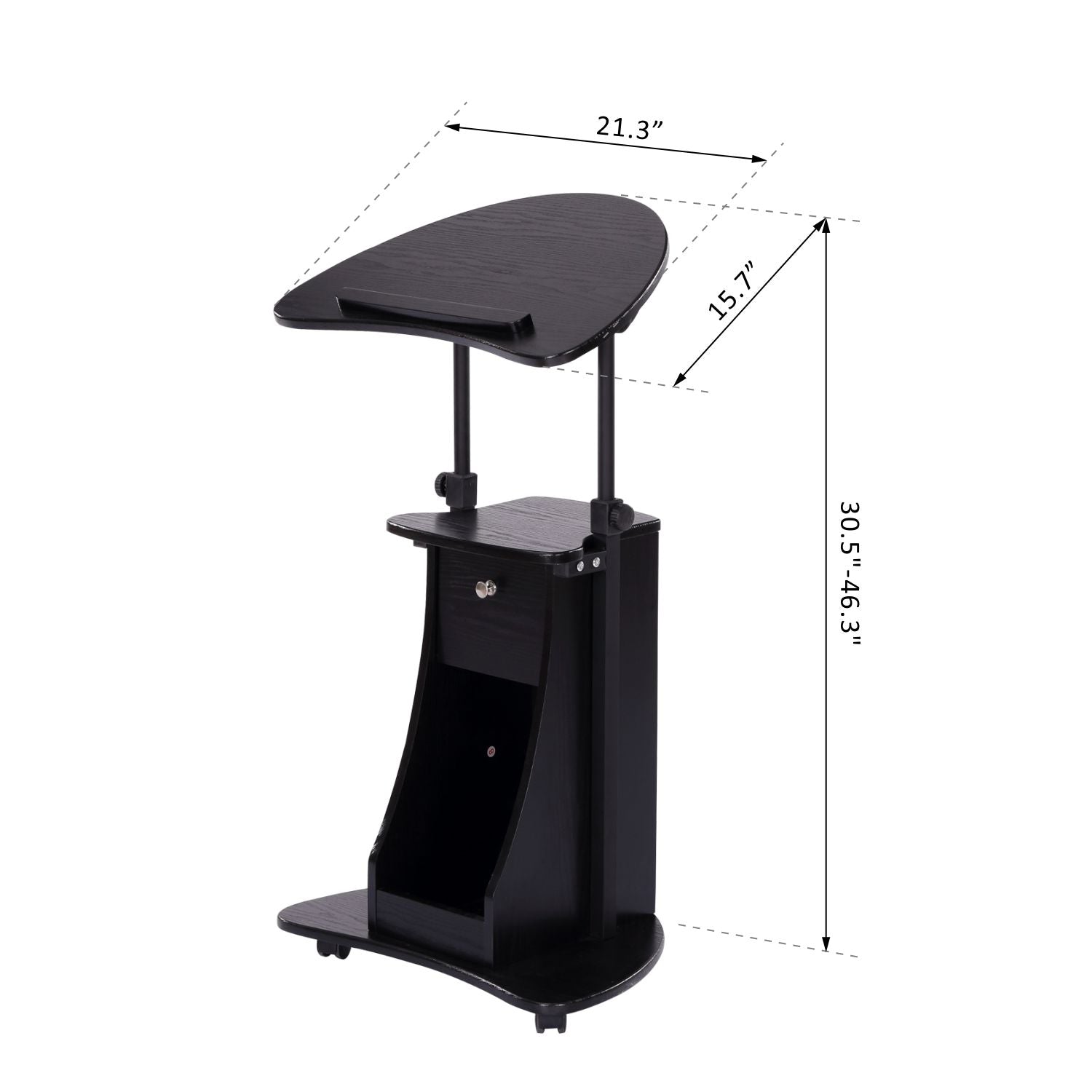 HOMCOM Deluxe Adjustable Rolling Laptop Cart Presentation Stand Black 