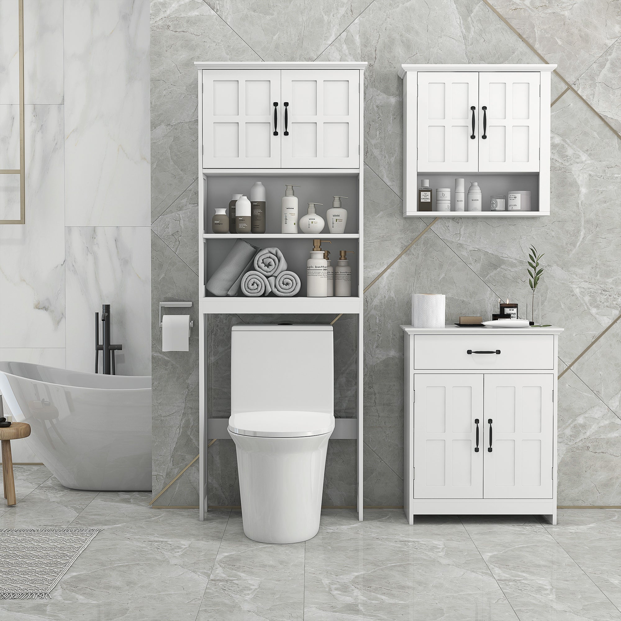 kleankin 2-Door Bathroom Cabinet: Adjustable Shelves, Versatile Storage & Compact 23.6"x11.8"x29.5" Design in White Finish 