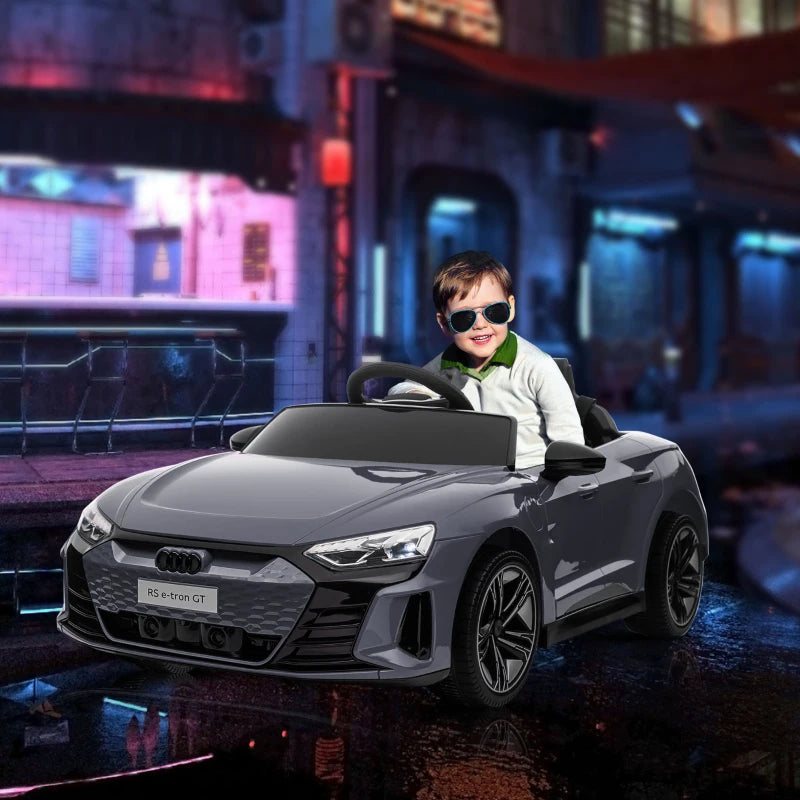 Aosom Ride-On Toy On Car with Remote Control, 12V 3.1 MPH Electric Ride for Kids w/ Suspension System, Horn Honking, Grey