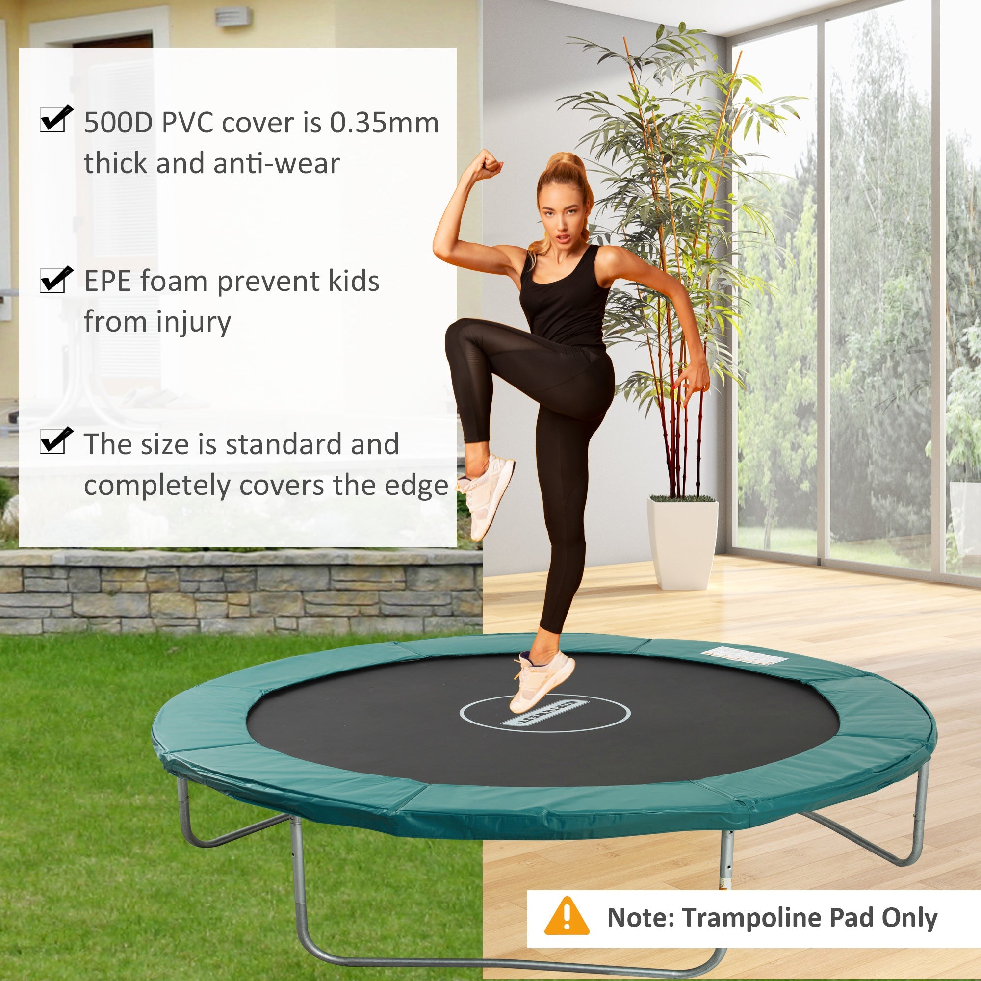 HOMCOM 14FT Trampoline Safety Pad Replacement Jump Bounce Protection Cover Green 