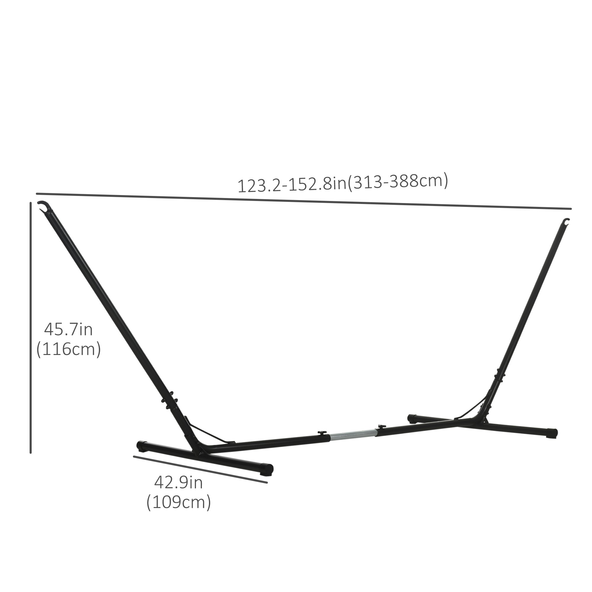 Outsunny 12ft Steel Hammock Stand, Adjustable Universal Fit Metal Swing Stand for Outdoor Comfort, Black 