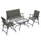 Outdoor 4 Pieces Patio Furniture Set, Garden Set with Two Foldable Armchairs, a Loveseat & Glass Top Table, Mixed Brown