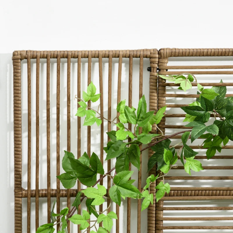 Raised Garden Bed with Lattice Trellis, Rattan Outdoor Planter with Storage for Garden, Patio, Balcony, Sand Brown