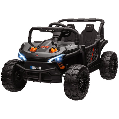 Qaba 12V Kids Ride On Car, Toy Truck with Remote Control, Spring Suspension, LED Headlights, 3 Speeds, Black 