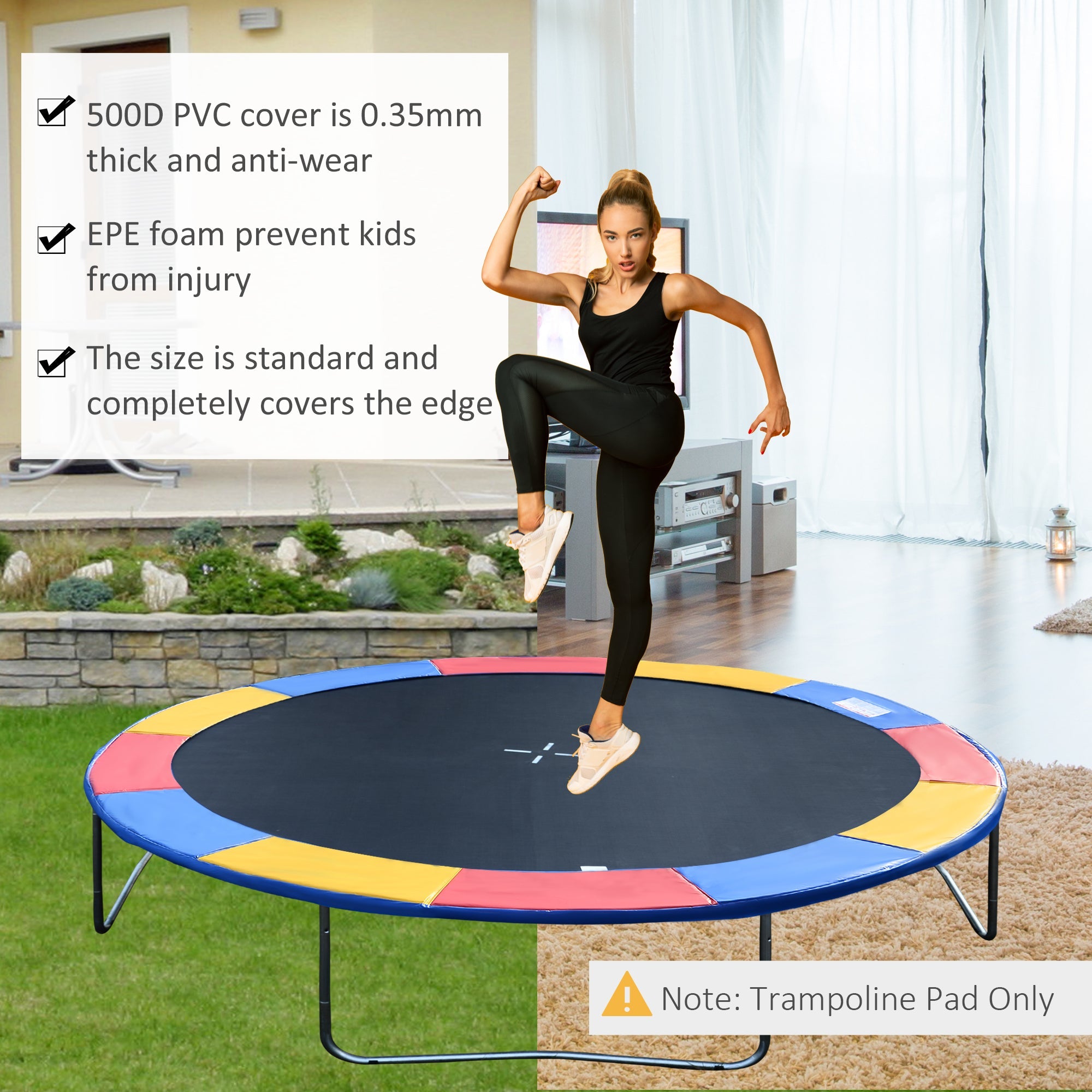 Round Trampoline Pad 14 FT Outdoor Bounce Jump Safety Frame Exercise 