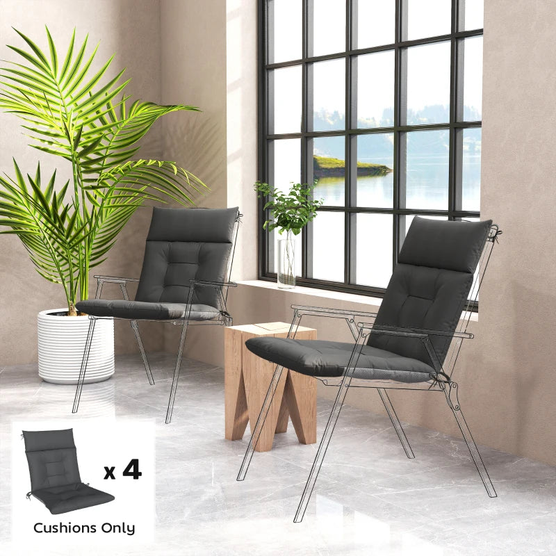 Patio Chair Cushions Set of 4, Waterproof Non-Slip Lounge Chair Cushions, 44"x21", Dark Grey