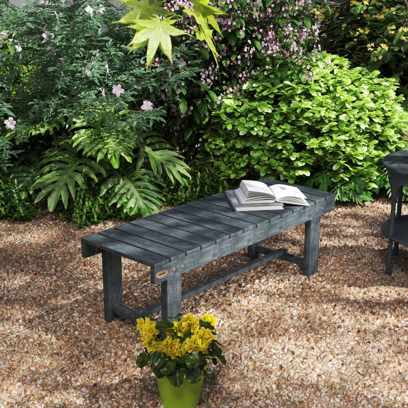 Outdoor Garden Bench, Backless Patio Fir Wood Stool, Armless Loveseat, 43.25" x 15" x 13.75", Grey