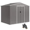 8' x 6' Outdoor Storage Shed, Metal Garden Tool Storage House with Lockable Sliding Doors and Vents, Light Grey