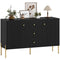 Buffet Cabinet, Modern Sideboard with 3 Soft-Close Drawers and 2 Adjustable Shelves for Living Room, Kitchen, Black