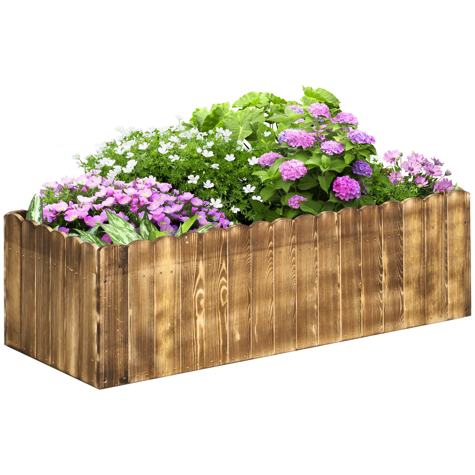 Outsunny 40" x 16" x 12"  Wooden Raised Garden Bed, Raised Planter Box, Planter Raised Bed with Drainage Holes, Natural 