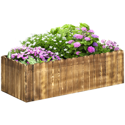 Outsunny 40" x 16" x 12"  Wooden Raised Garden Bed, Raised Planter Box, Planter Raised Bed with Drainage Holes, Natural 
