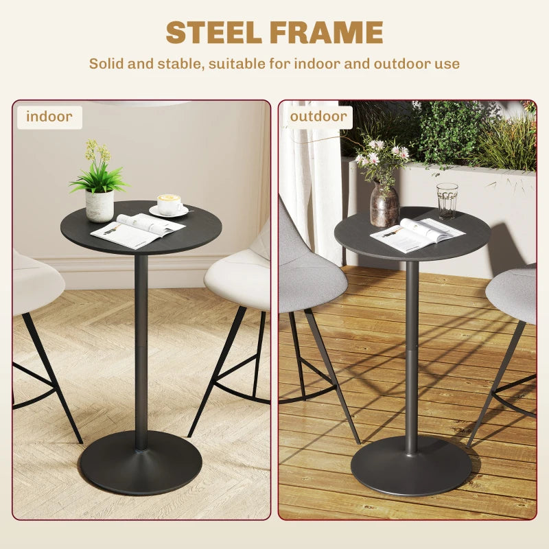 Round Table for 2, 40.2 Inch Bar Height Pub Table with Steel Frame, Non-Slip Base for Living Room, Kitchen, Black