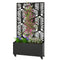 Metal Planter Box with Trellis, Raised Garden Bed with Monstera Leaf Cut-Out Privacy Screen and Wheels