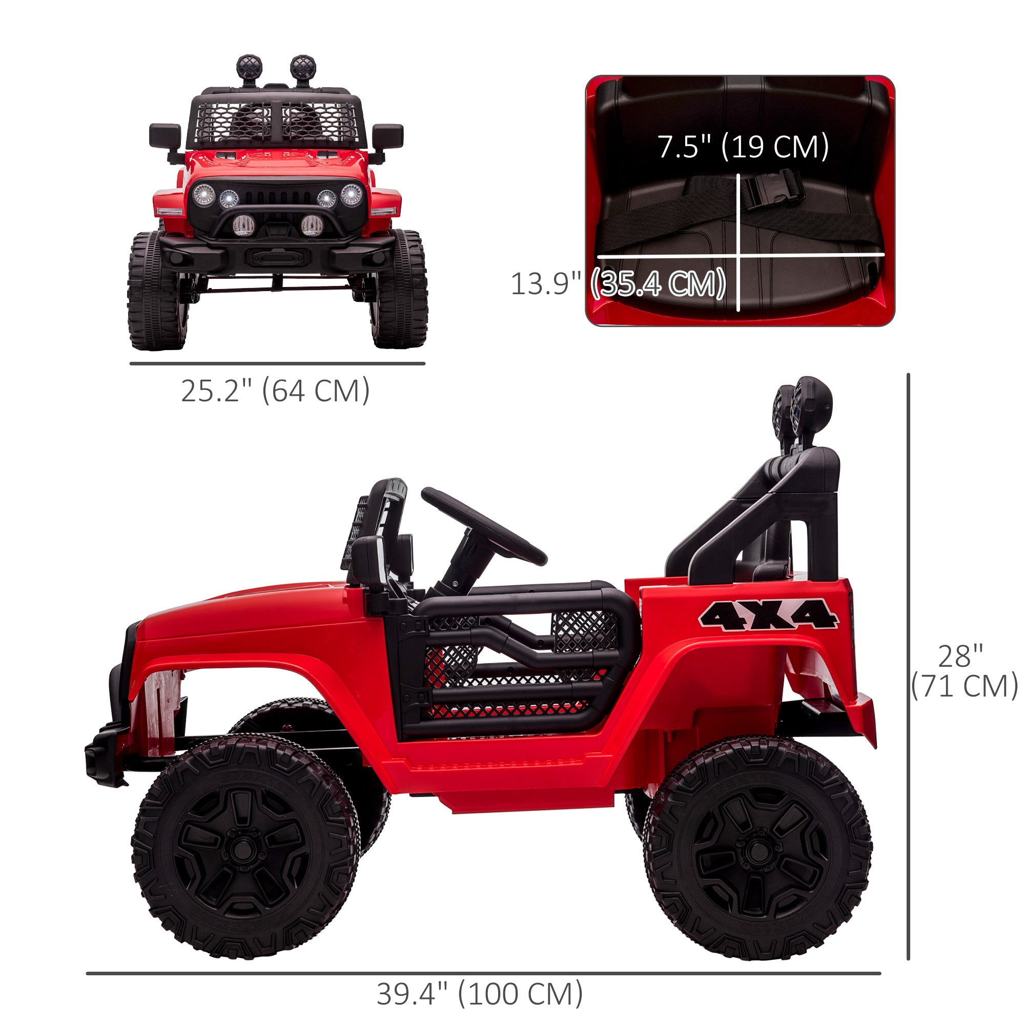Aosom 12V Kids SUV Ride On Car, Off-Road Truck with Remote Control, Adjustable Speed, Red - Ultimate Adventure Toy 