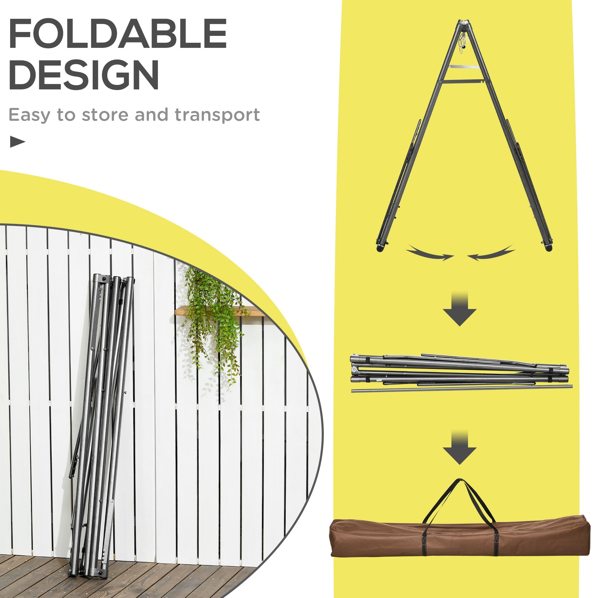Outsunny Portable Hammock Stand 2 in 1 Net Stand Clothes Drying Rack for Patio Garden Yard Black 