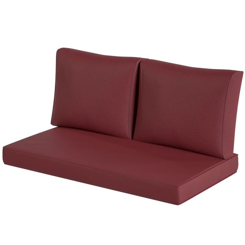 Outdoor Seat Cushions with Backrest, Loveseat Double Sofa Outdoor Furniture Cushions, Wine Red