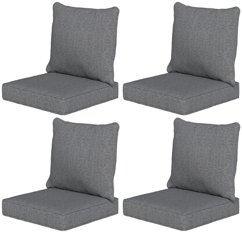 Outdoor Chair Cushions Set of 4, Fade Resistant Patio Chair Cushions for Outdoor Furniture, 24" x 24", Grey