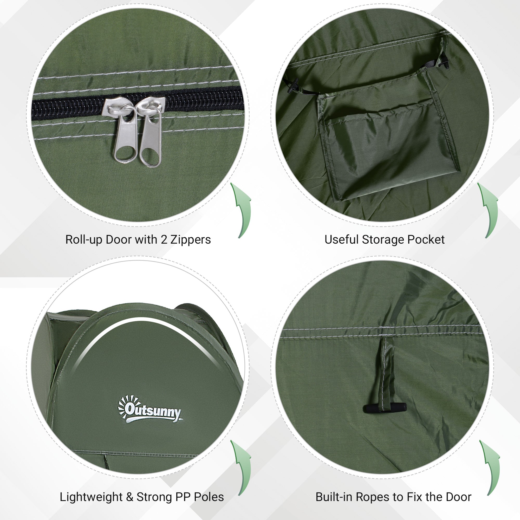 Outsunny Portable Pop Up Camping Shower Tent Dressing Changing Privacy Shelter Green 