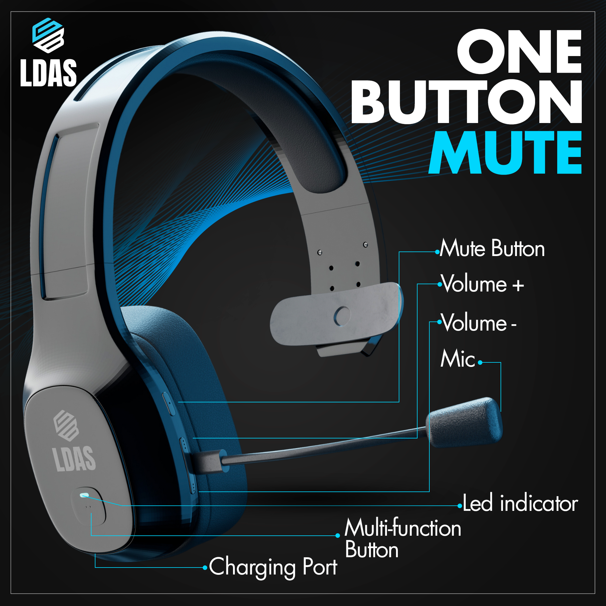 LDAS Trucker Bluetooth Headset GeForce1 (TH11) 