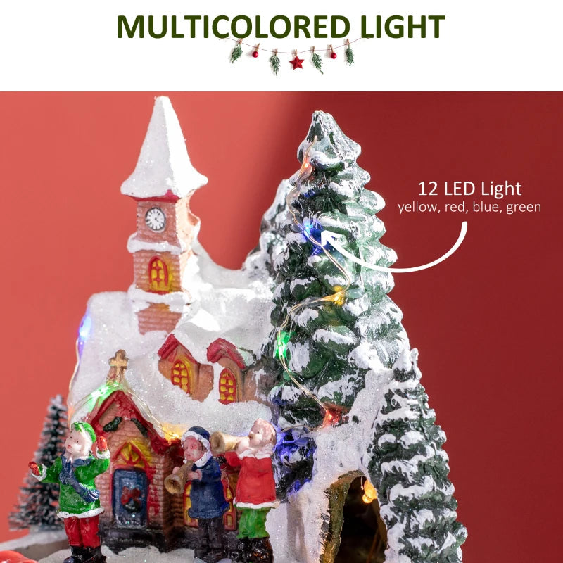 HOMCOM Desktop Christmas Decoration, Christmas Village Houses with Rotating Train, Battery Operated, Multicolored 