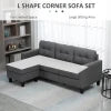 HOMCOM L-shaped Sofa, Chaise Lounge, Furniture, 3 Seater Couch with Switchable Ottoman, Corner Sofa with Thick Padded Cushion for Living Room, Office, Grey