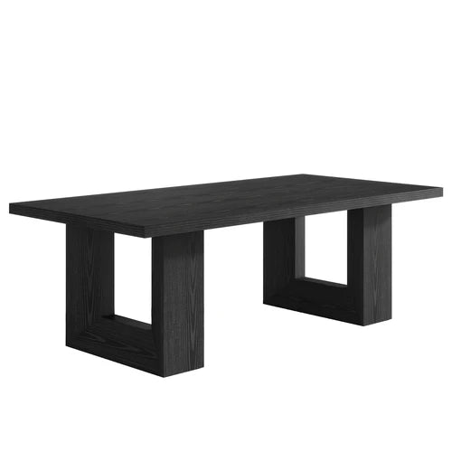 Dining Table 63" Rectangular Farmhouse Kitchen Table for 6-8 People with Geometric Legs Modern MDF Construction Black Finish for Dining Room