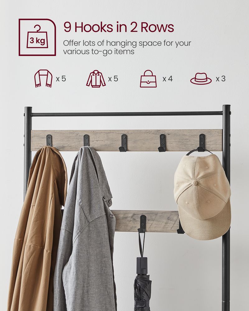 VASAGLE Coat Rack with Shoe Storage Bench 