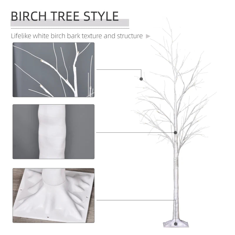 Outsunny Garden Birch Tree Light with 58 Warm LED Lights and 8 Modes, DIY Artificial Lamp for Indoor & Outdoor Parties 