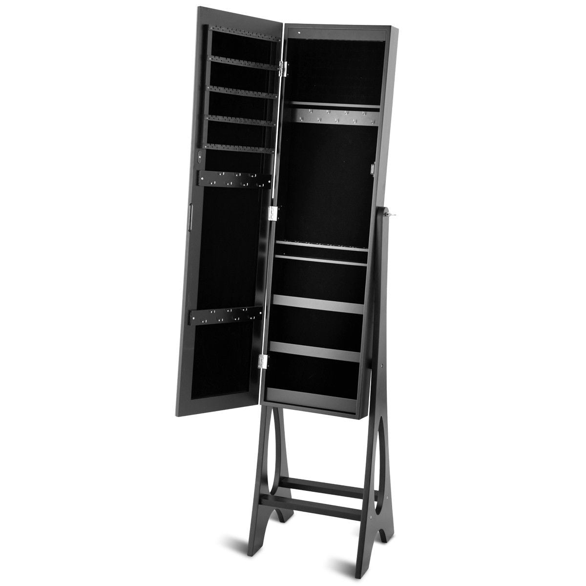 Standing Mirror Jewelry Cabinet-Black