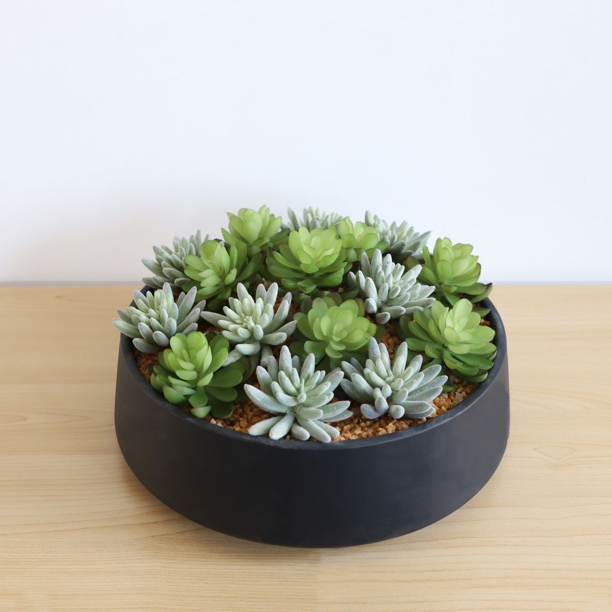 Kae Artificial Succulent Arrangement in Low Black Pot 