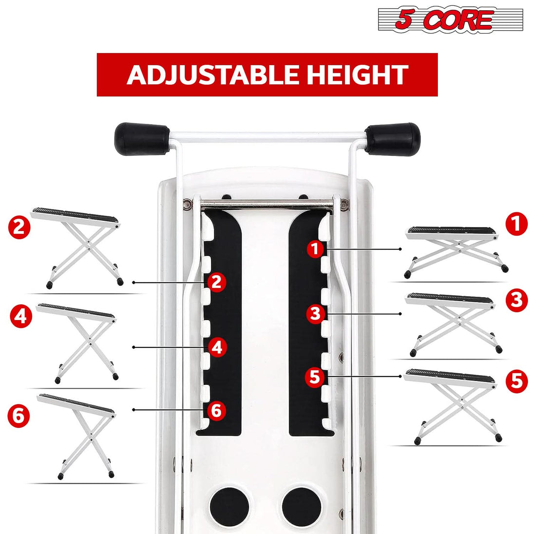 5Core Guitar Foot Stool Height Adjustable Folding Leg Rest Classical Footrest